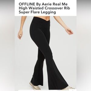 Aerie High Waisted Crossover Rib Super Flare Legging